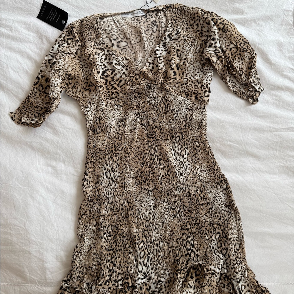 Faithfull the Brand Leopard-Print Midi Dress in Beige and Brown